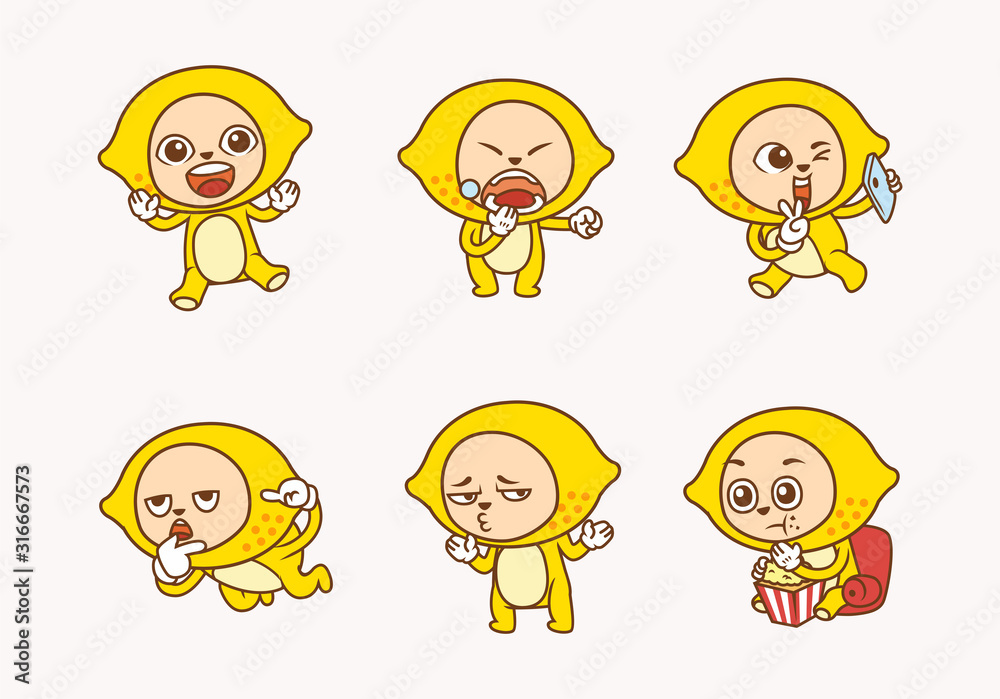 collection character of cute lemon with different facial expression and gesture vector illustration collection character of cute lemon with different facial expression and gesture vector illustration
