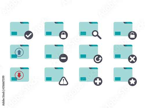 Blue folder Icons on white background,vector illustration