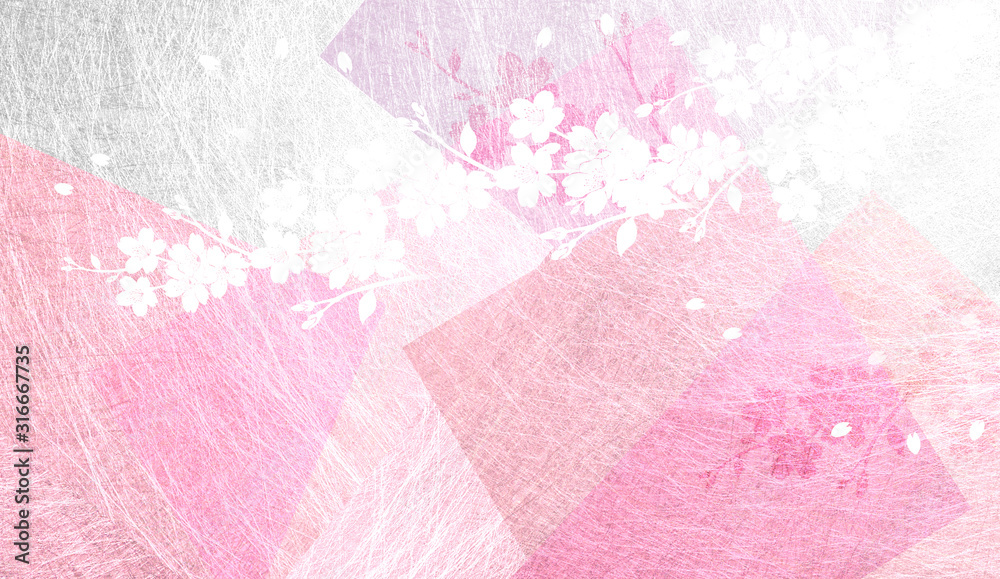 透明感のある和紙を背景にした桜 Stock イラスト Adobe Stock