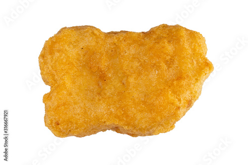 Chicken nugget isolated on pure white background