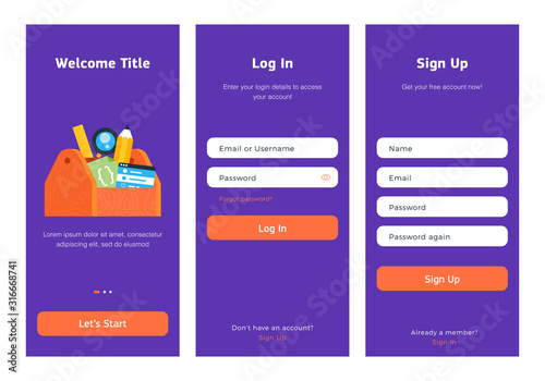 Log in, sign up web forms