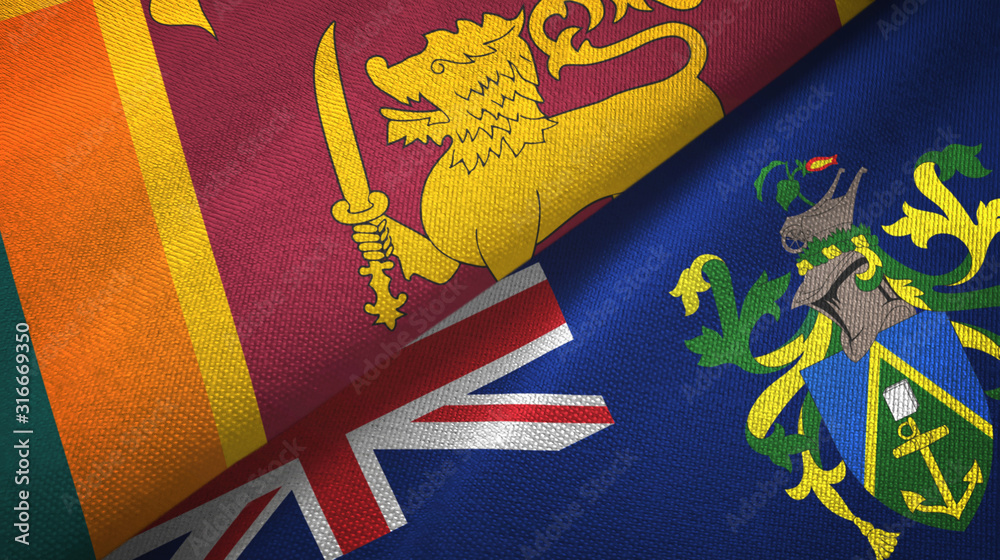 Sri Lanka and Pitcairn Islands two flags textile cloth, fabric texture Sri Lanka and Pitcairn Islands two flags textile cloth, fabric texture