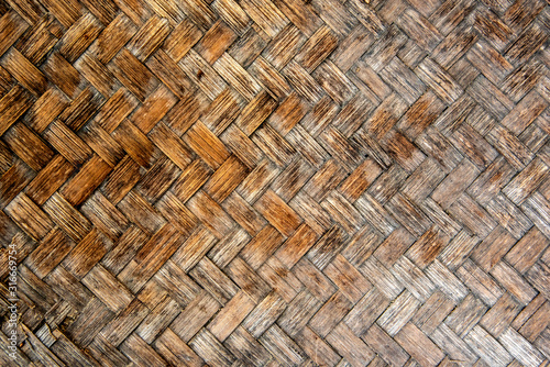 Thai traditional bamboo pattern background, Close up woven bamboo pattern