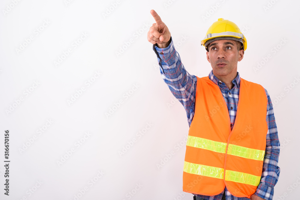 Portrait of mature Persian man construction worker Portrait of mature Persian man construction worker
