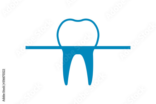 Dental clinic logo. Tooth in the form of an iceberg in the ocean. Vector illustration on a white background.