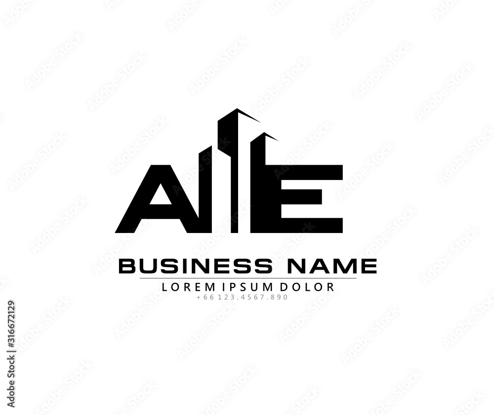 A E AE Initial building logo concept