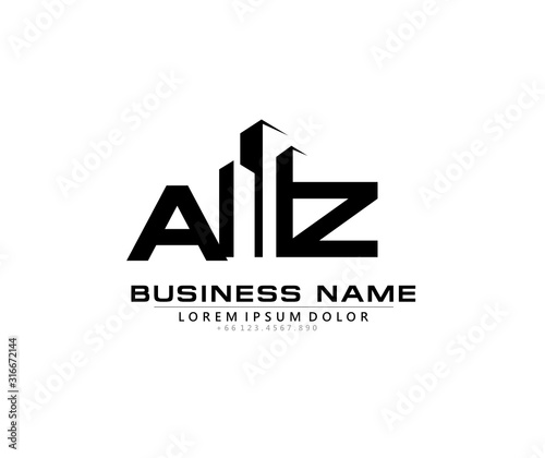 A Z AZ Initial building logo concept