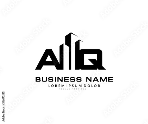 A Q AQ Initial building logo concept