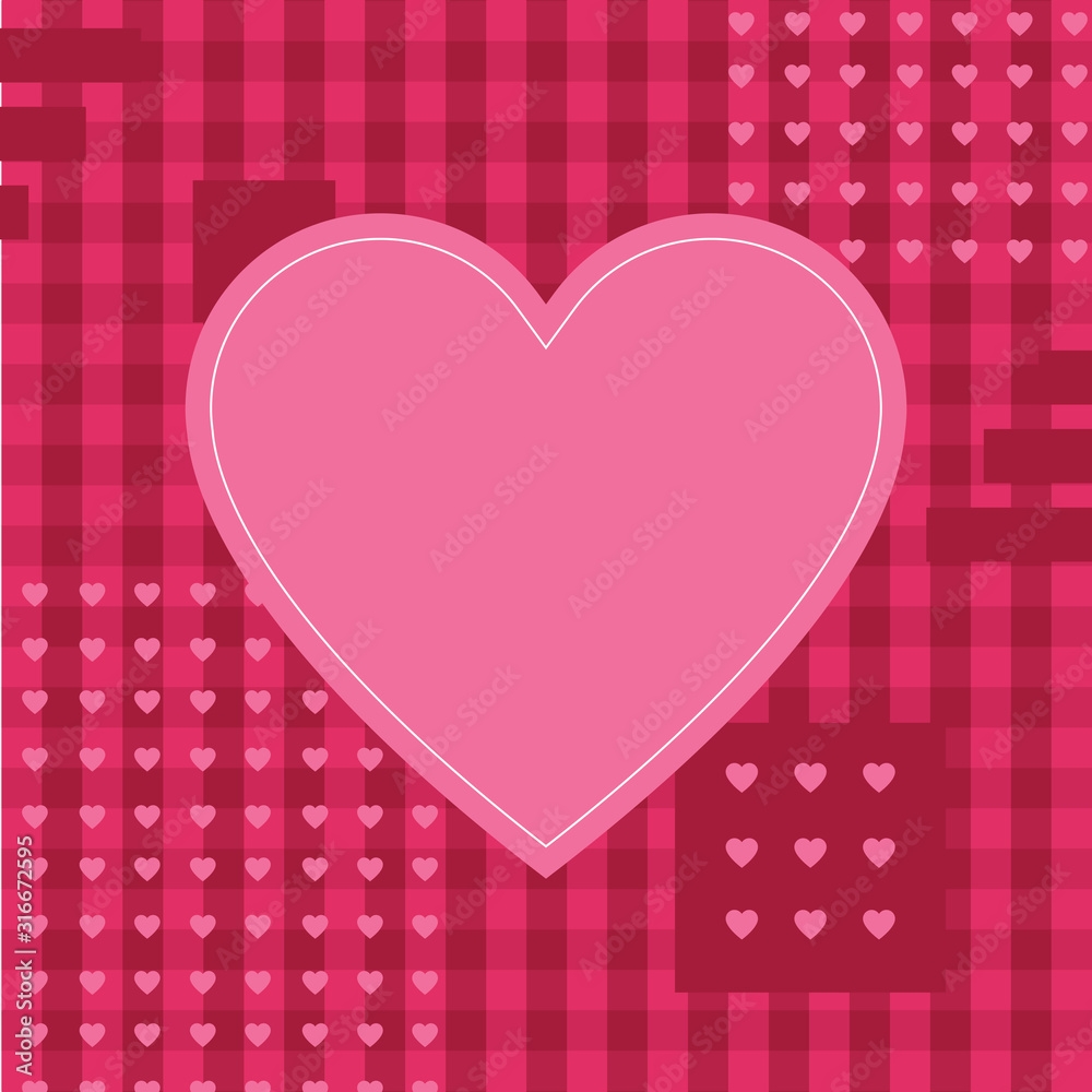 Pink background with empty heart shape for text, greeting card for Valentine's day, wedding, mother's day, copy space