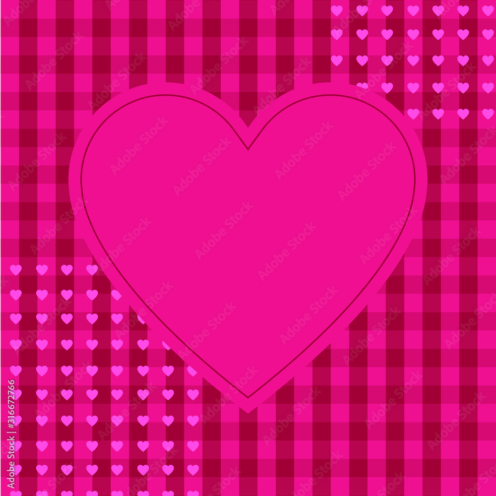 Pink background with empty heart shape for text, greeting card for Valentine's day, wedding, mother's day, copy space