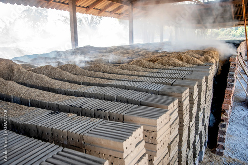 Thai traditional brick production (brick kiln process)