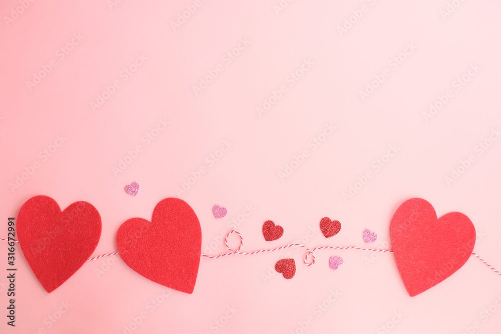 valentine background .pink heart paper flatlay decor for wedding invitation card and love anivesary.