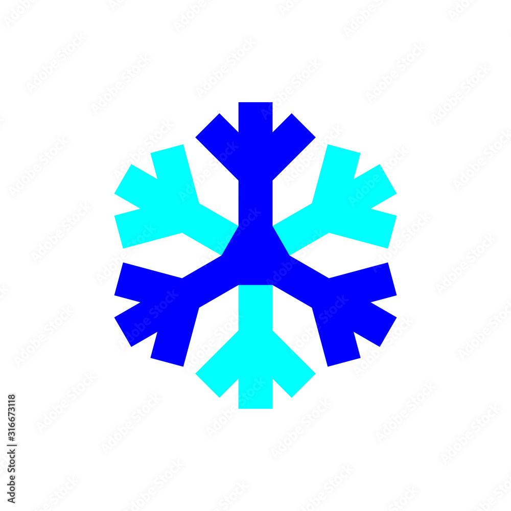 Blue snowflake symbol vector on white background. Blue snowflake symbol vector on white background.