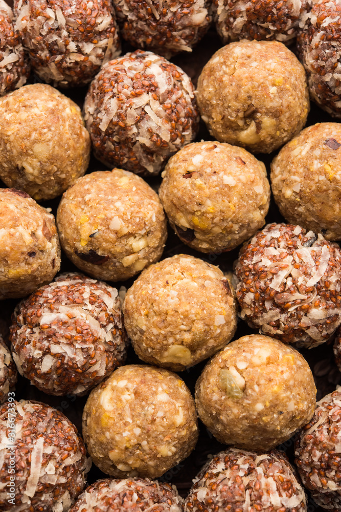 Group of Dink, Gond , Aliv, Halim laddu, Laddoo, Ladu, Ladoo Made using Garden cress Seed and edible gum, sweet food Group of Dink, Gond , Aliv, Halim laddu, Laddoo, Ladu, Ladoo Made using Garden cress Seed and edible gum, sweet food