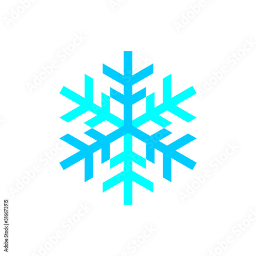 Blue snowflake icon vector on white background.