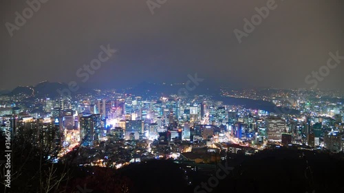 Wallpaper Mural Seoul City At Night Time Lapse. Aerial View And Buildings With Downtown Skyline Torontodigital.ca