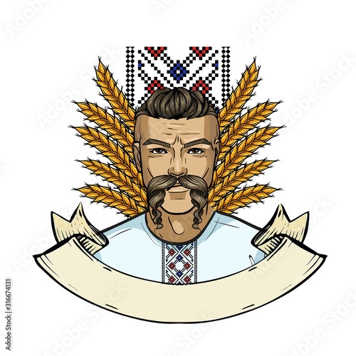Hand drawn sketch ukrainian kozak