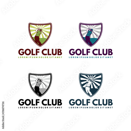 Golf club badge logo design in vintage retro style