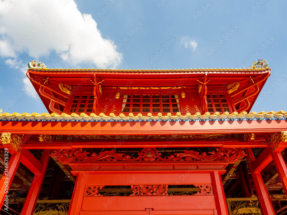 Chinese architecture Color Red and Golden in Bang Pa In Royal Palace Ayutthaya Thailand,Chinese identity Chinese architecture Color Red and Golden in Bang Pa In Royal Palace Ayutthaya Thailand,Chinese identity