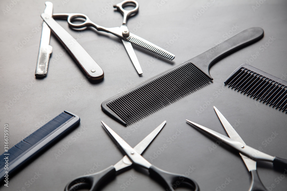 Fototapeta premium Scissors and combs for cutting hair