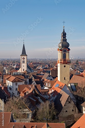 Obraz na płótnie Blick über die Stadt Schriesheim in Baden-Württemberg, Deutschland w salonie
