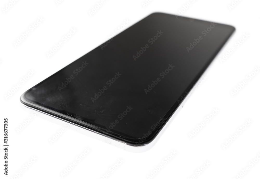 Black screen smartphone on a white background Black screen smartphone on a white background