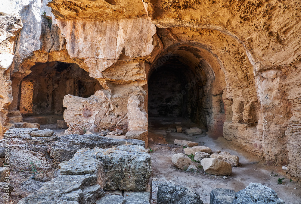 St. Lambrianos catacomb. Paphos Archaeological Park. Cyprus