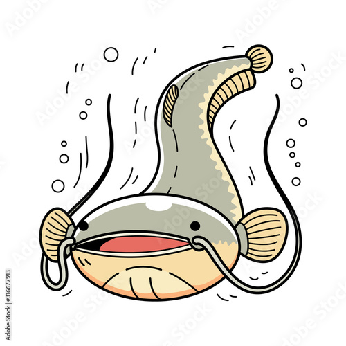the vector of cute catfish swimming.