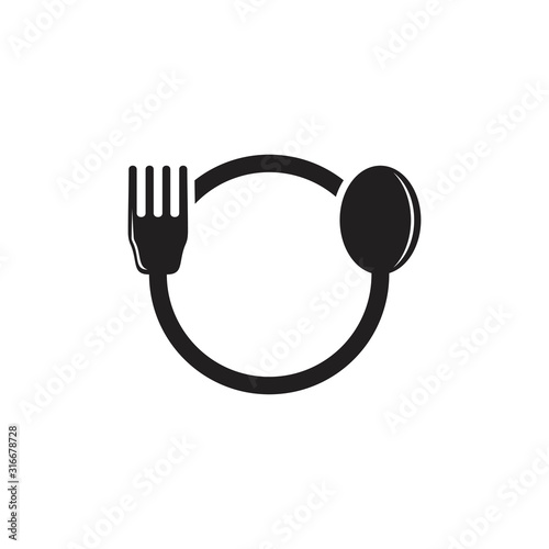 spoon fork circle geometric logo vector