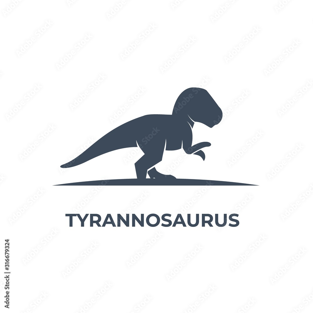 Vector Logo Illustration Tyrannosaurus Silhouette Style