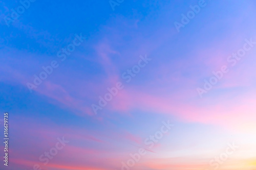 Magenta color of sunset twilight sky and cloud.