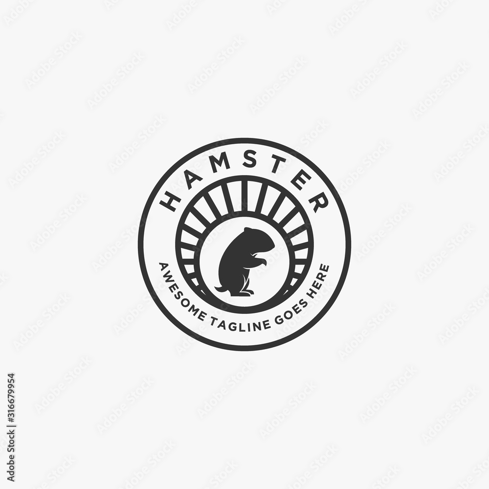 Fototapeta premium Vector Logo Illustration Hamster Vintage Badge