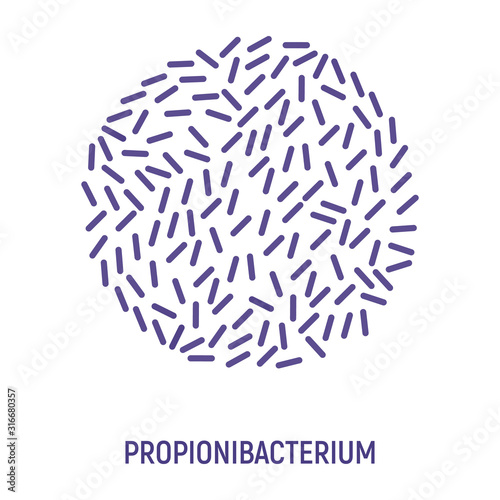 Propionibacterium Icon. Probiotic Concept Logo and Label. Health Research Symbol, Icon and Badge. Cartoon Vector illustration
