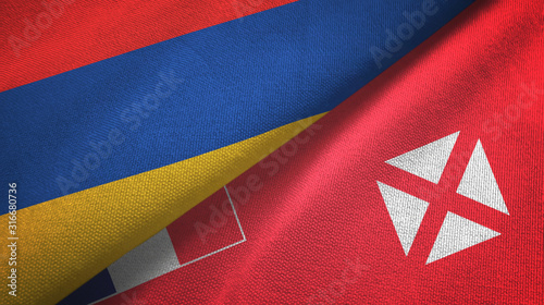 Armenia and Wallis and Futuna two flags textile cloth, fabric texture photo