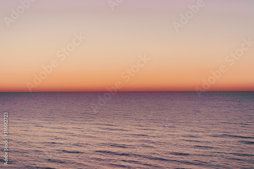 Colorful dawn over the sea. Scenic sunset