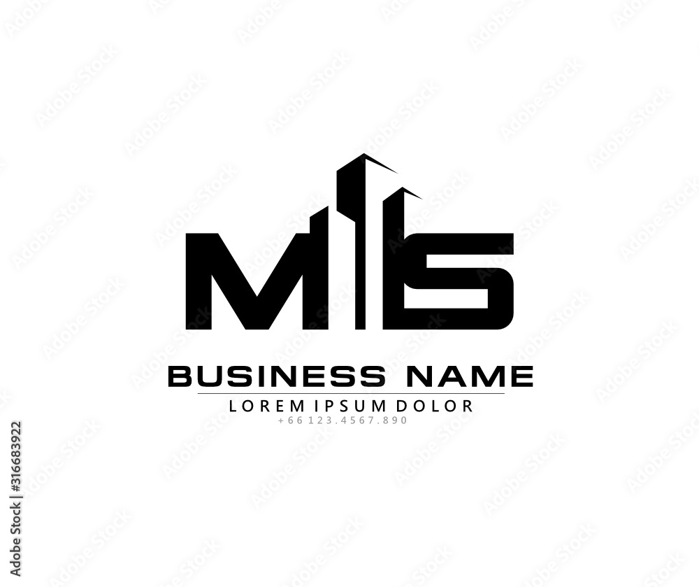 M S MS Initial building logo concept