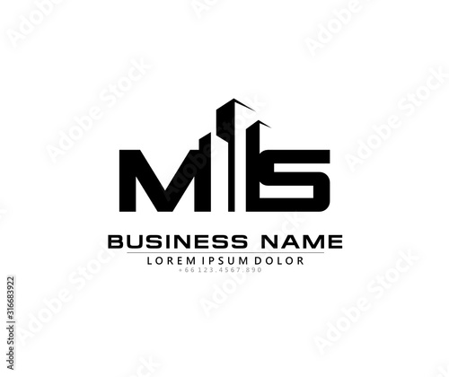 M S MS Initial building logo concept