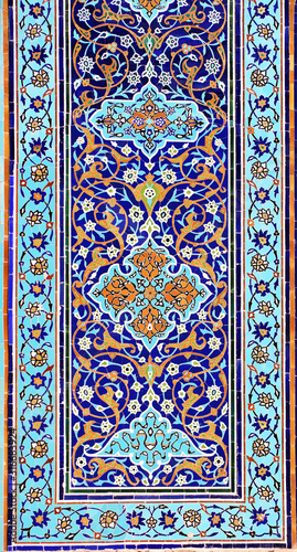 Detail of traditional persian mosaic wall with floral ornament