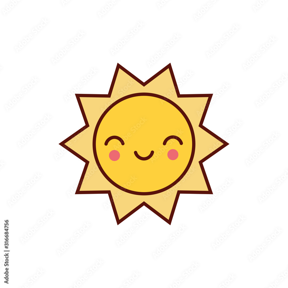 cute sun kawaii comic character icon
