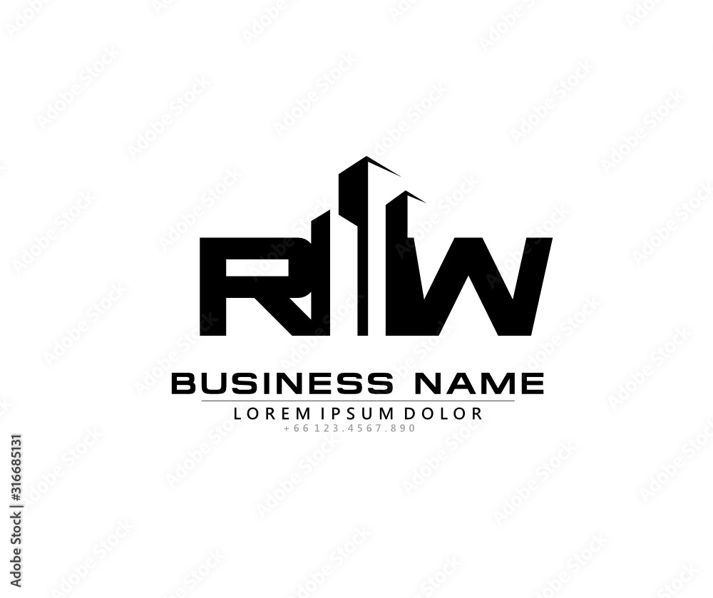 R W RW Initial building logo concept