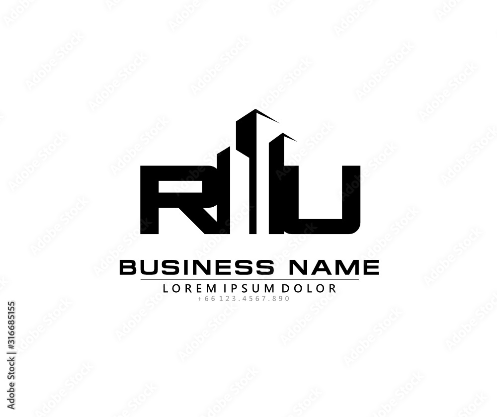 Fototapeta premium R U RU Initial building logo concept
