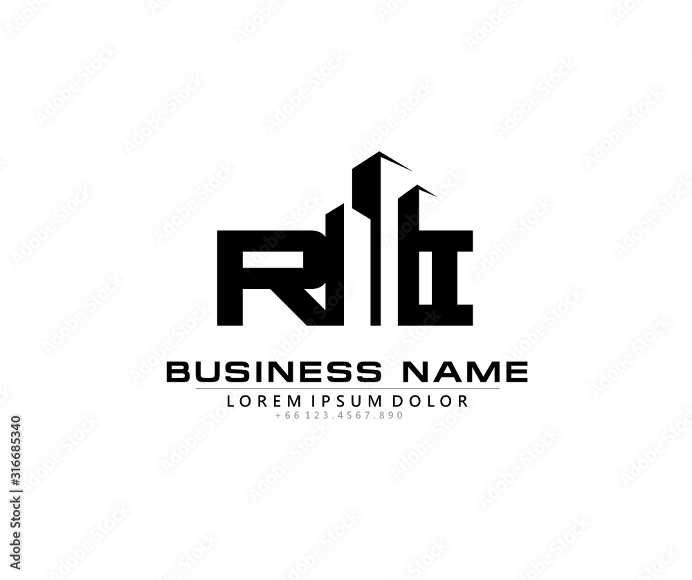 R I RI Initial building logo concept