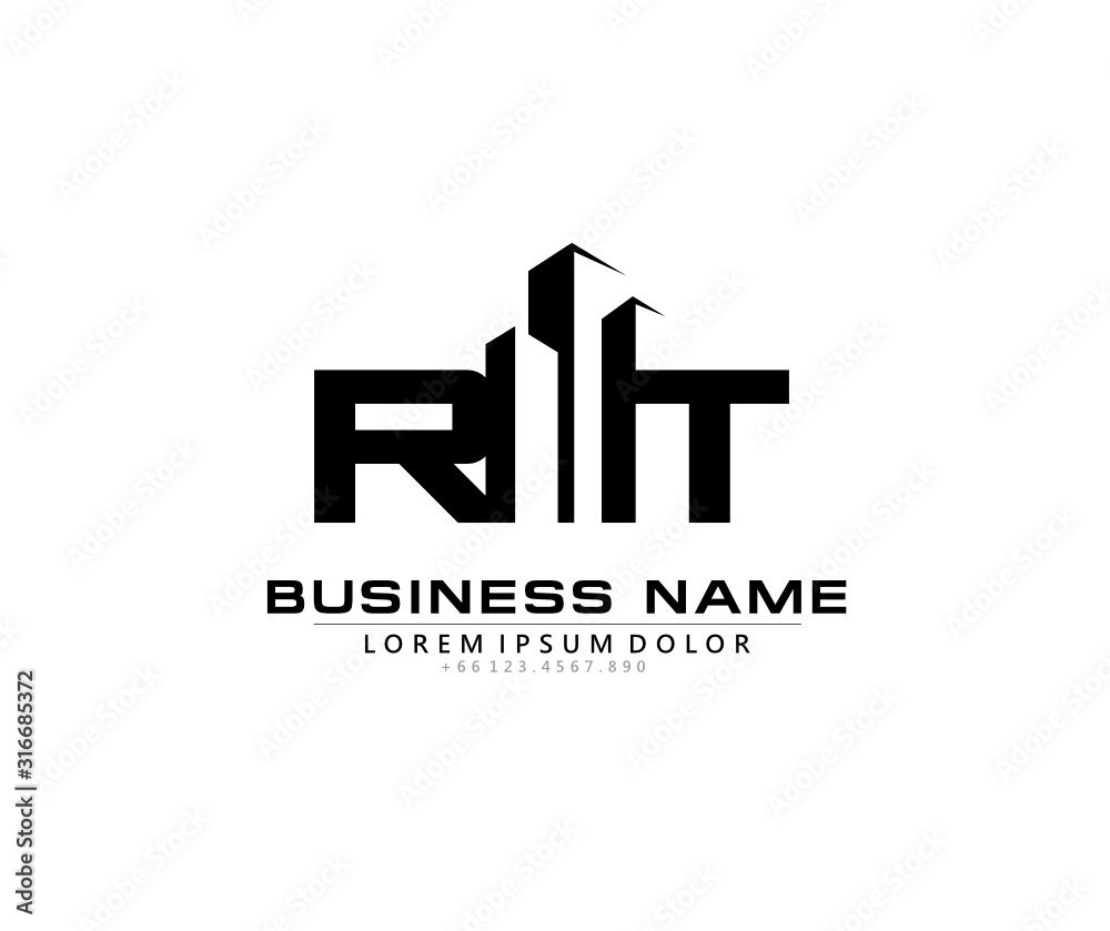 R T RT Initial building logo concept R T RT Initial building logo concept