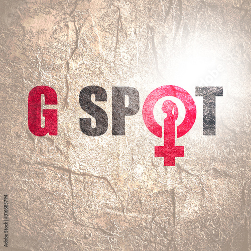 Metaphor of exploring female sexuality. Spot-g erogenous zone emblem. Female sign icon. Silhouette of woman head photo