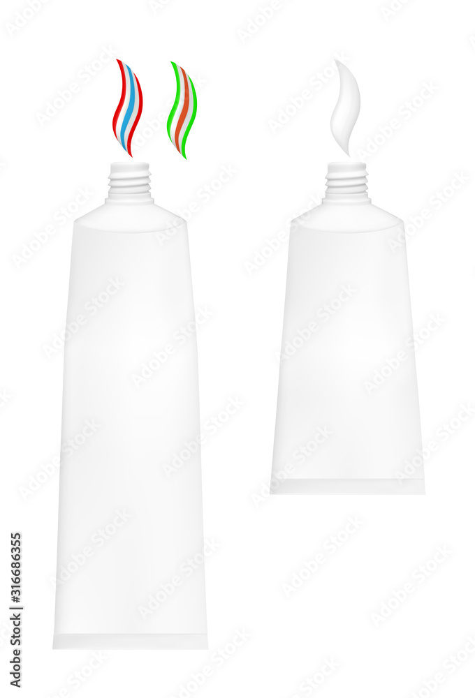 White and black tube for cream or toothpaste White and black tube for cream or toothpaste