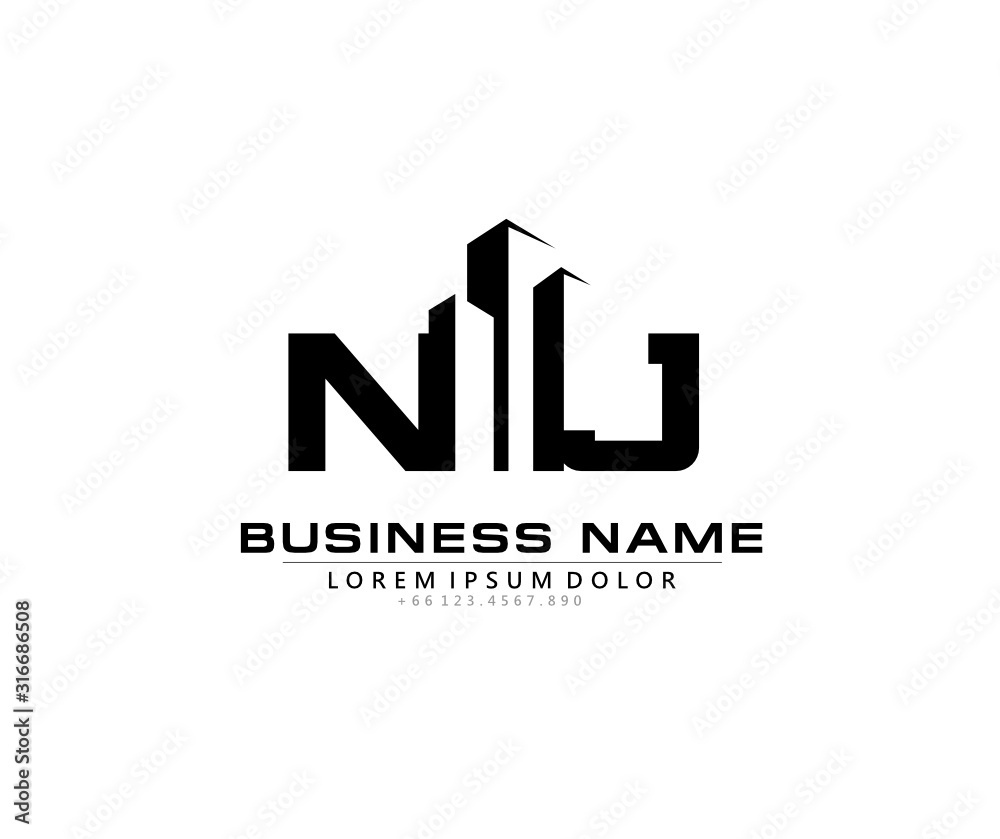 N J NJ Initial building logo concept