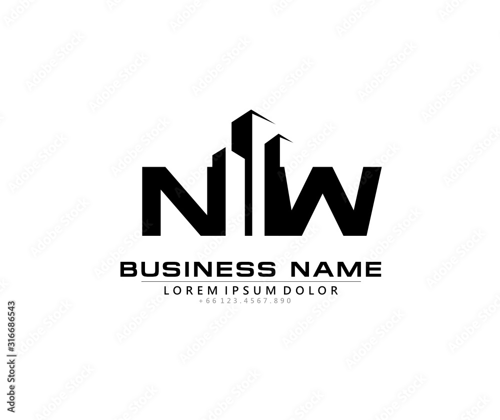 N W NW Initial building logo concept