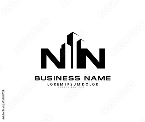 Free Download N NN Initial building logo concept - GFXLoad
