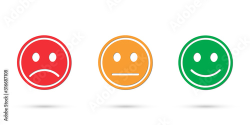 Set of face expressions icon, customer survey feedback