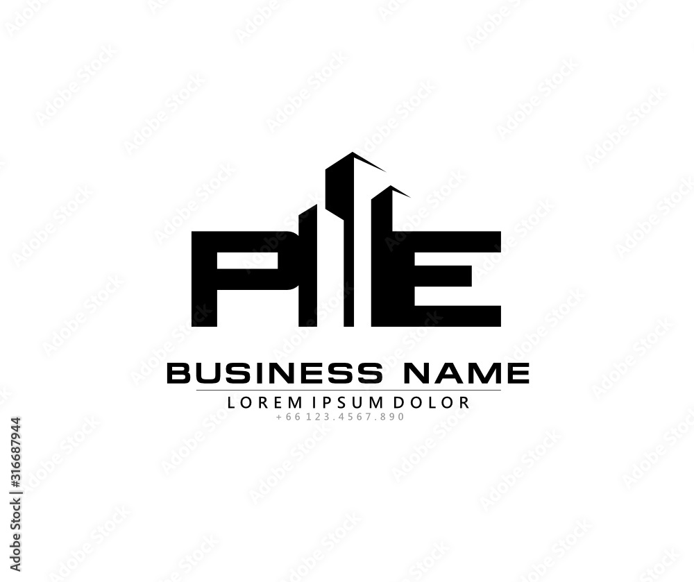 P E PE Initial building logo concept